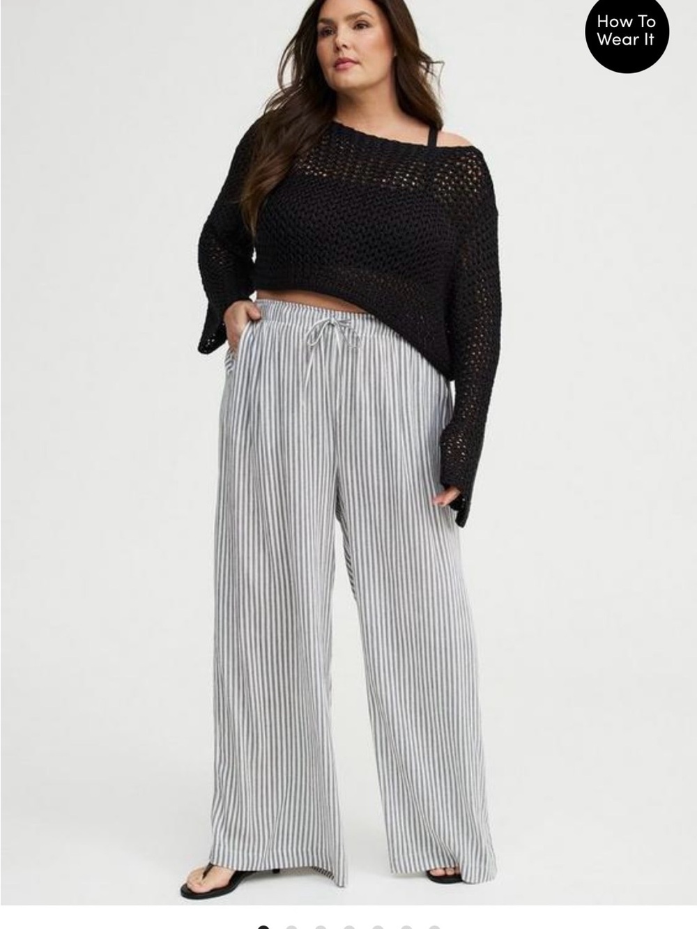 NWOT Torrid Gauze Striped Wide-Leg Drawstring Pants - Black & White